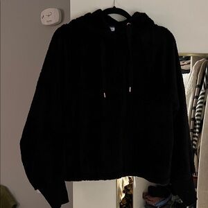 Black Fuzzy crop Hoodie